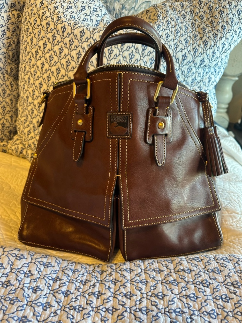 Dooney & Bourke Clayton Top-Handle Satchel with Tassel in Chestnut